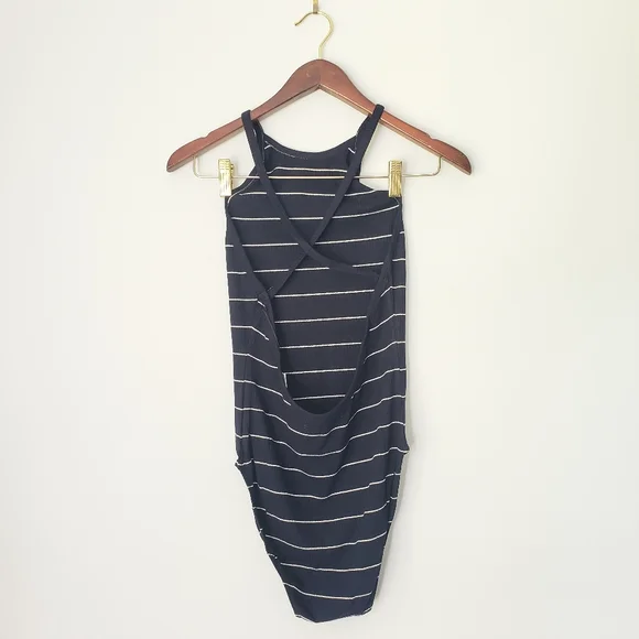 Capulet Buona Scoop Back Bodysuit in Navy Stripe - Picture 6 of 11